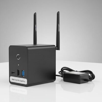 300M Wifi Mini PC με διπλές κεραίες, ενσωματωμένα γραφικά Intel Iris Xe και προσαρμογέα 12V 2.4 A για ασύρματο δίκτυο